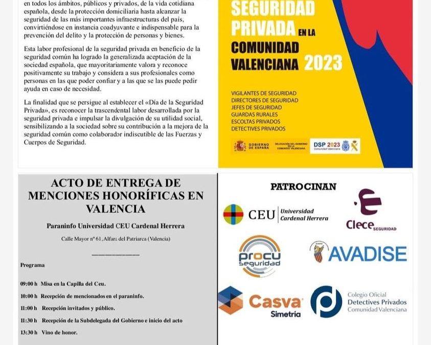 DÍA DE LA SEGURIDAD PRIVADA COMUNIDAD VALENCIA 2023
